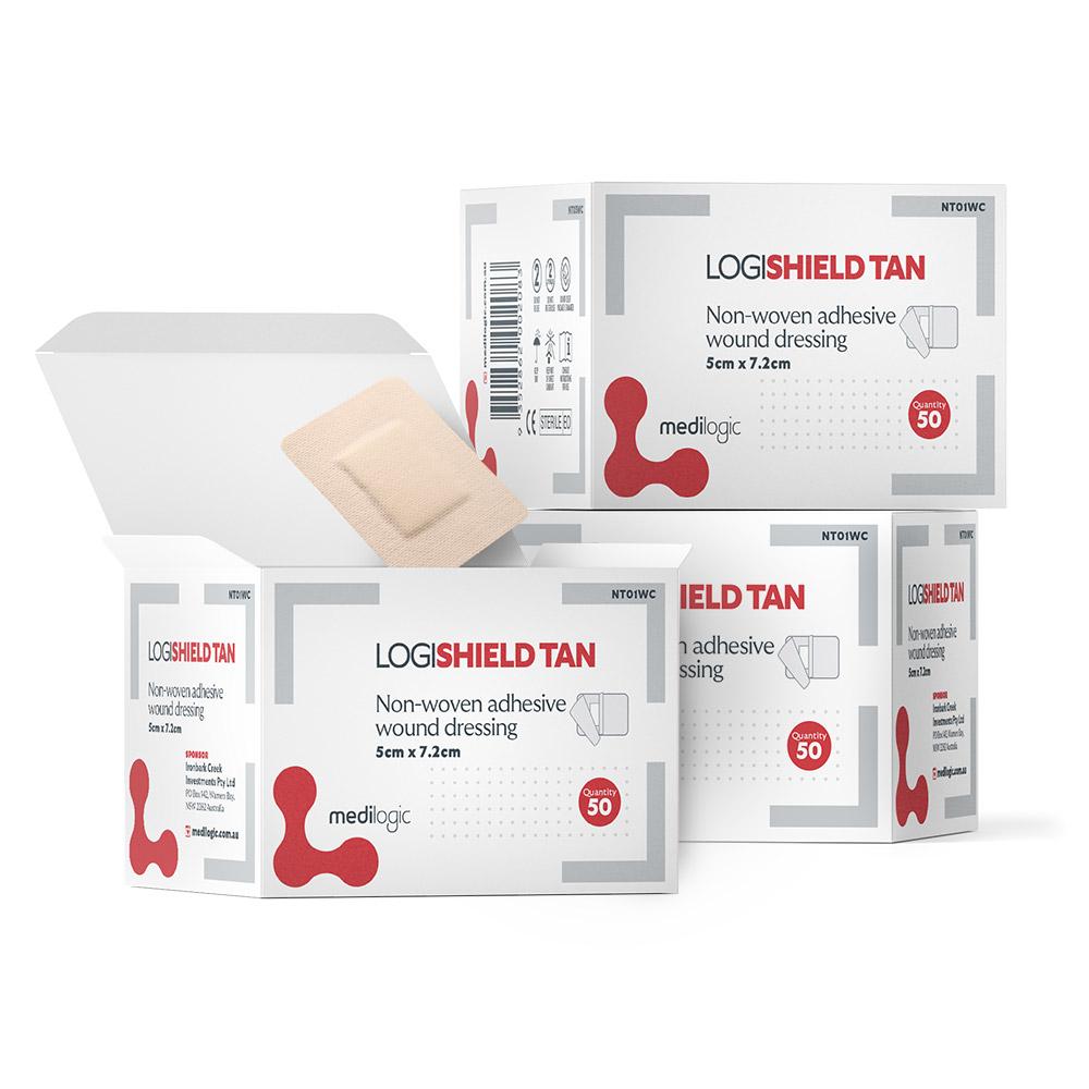 LOGISHIELD TAN Island Dressing 5cm x 7.2cm - Box (50)