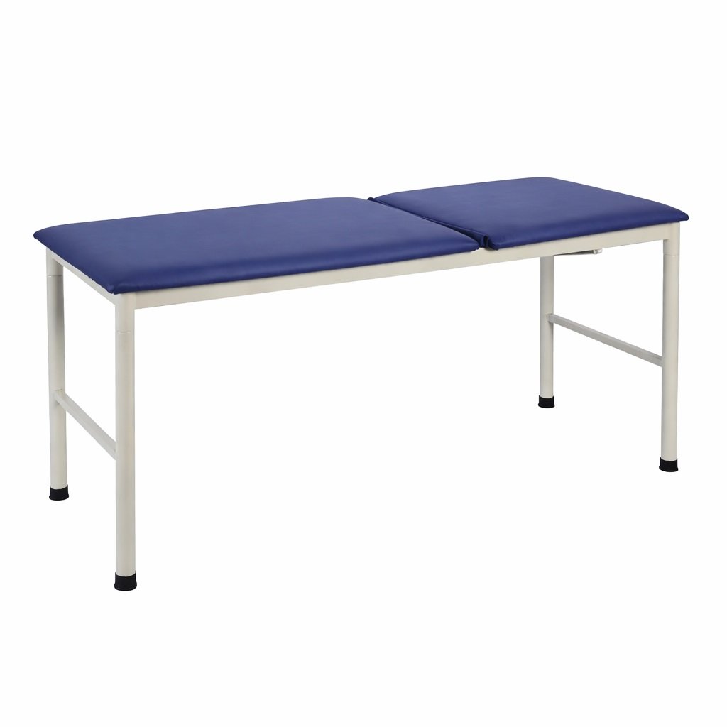 LOGIFORM Fixed Height Examination Couch Navy Blue Vinyl Elevating Backrest