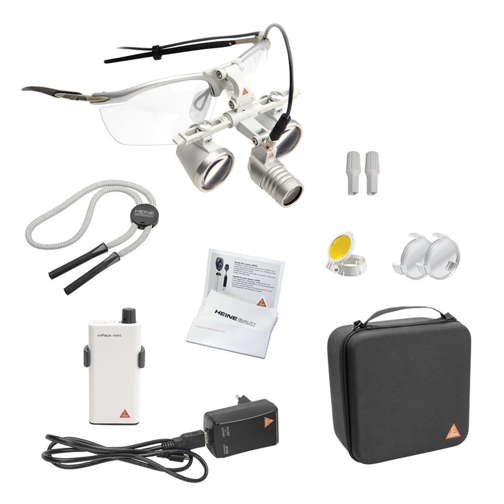 HEINE Loupelight 2 Set HR 2.5x Binocular Loupe 340mm + S-FRAME + mPack mini