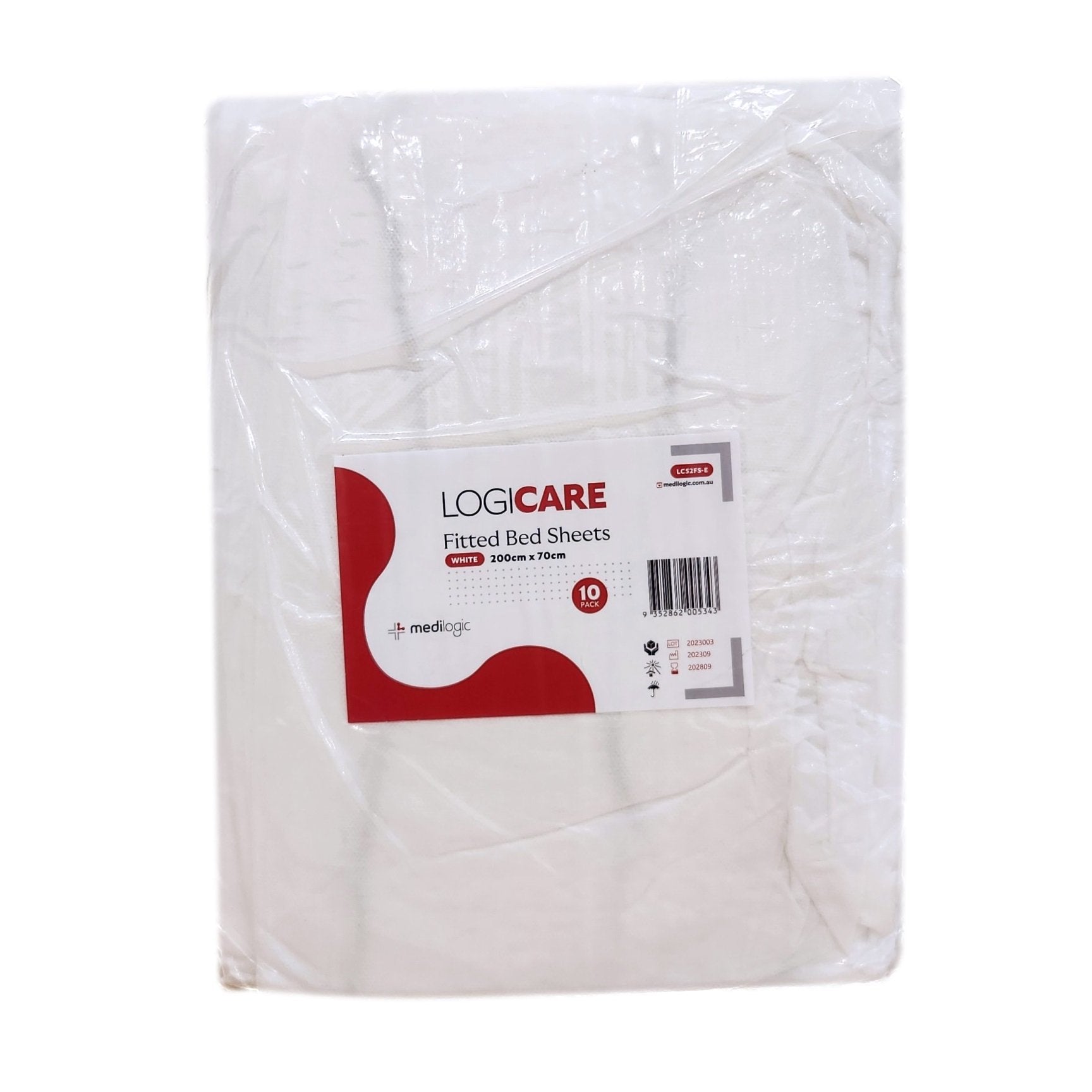 LOGICARE Fitted Bed Sheets White 200cm x 70cm - Carton (100)
