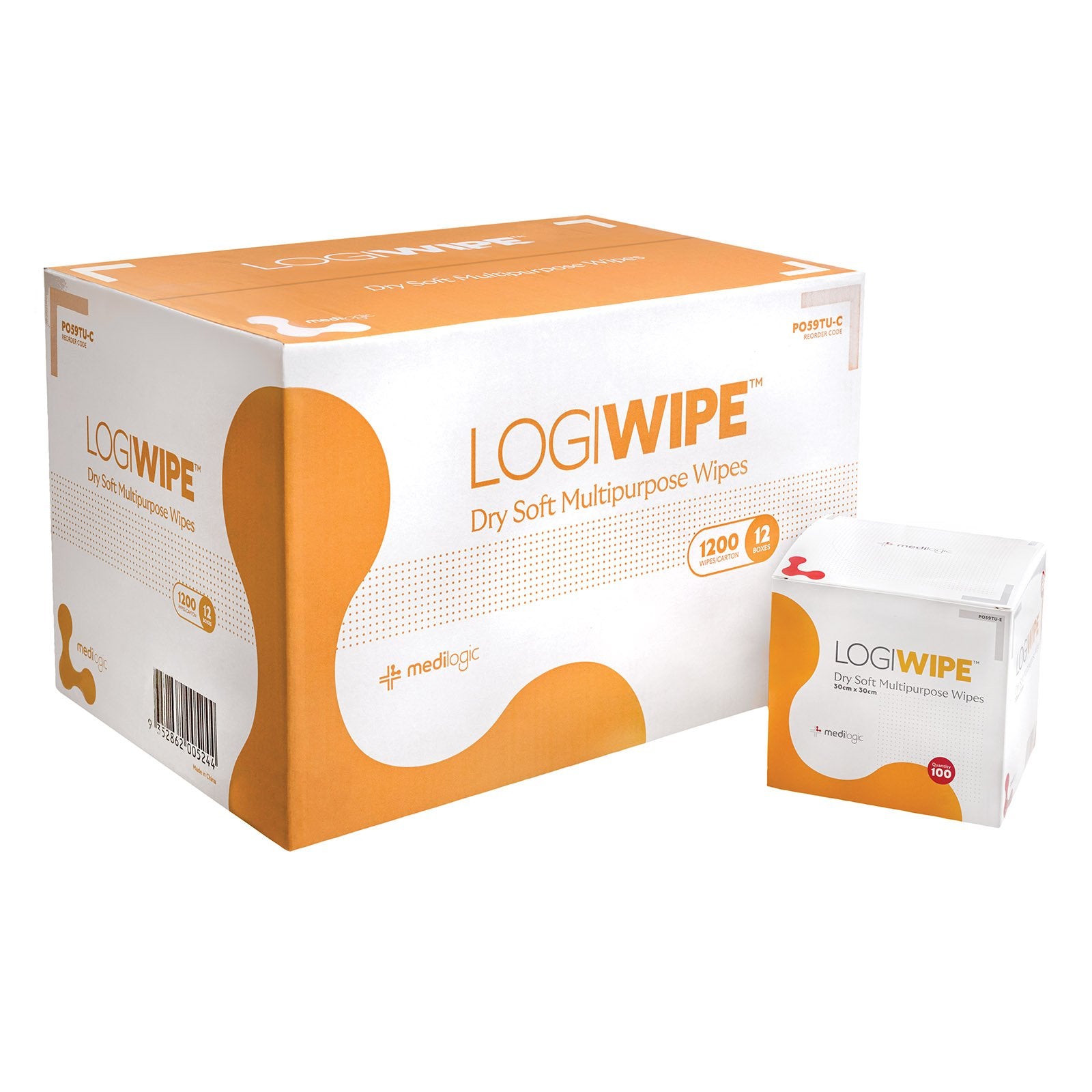 LOGIWIPE Dry Soft Multipurpose Wipes Box 100 - Carton (12)