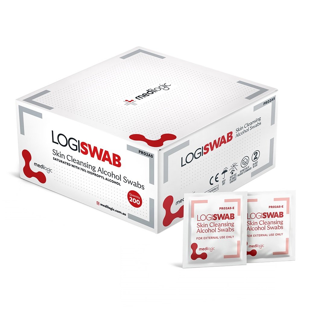 LOGISWAB Skin Cleansing Alcohol Swabs - Box (200)