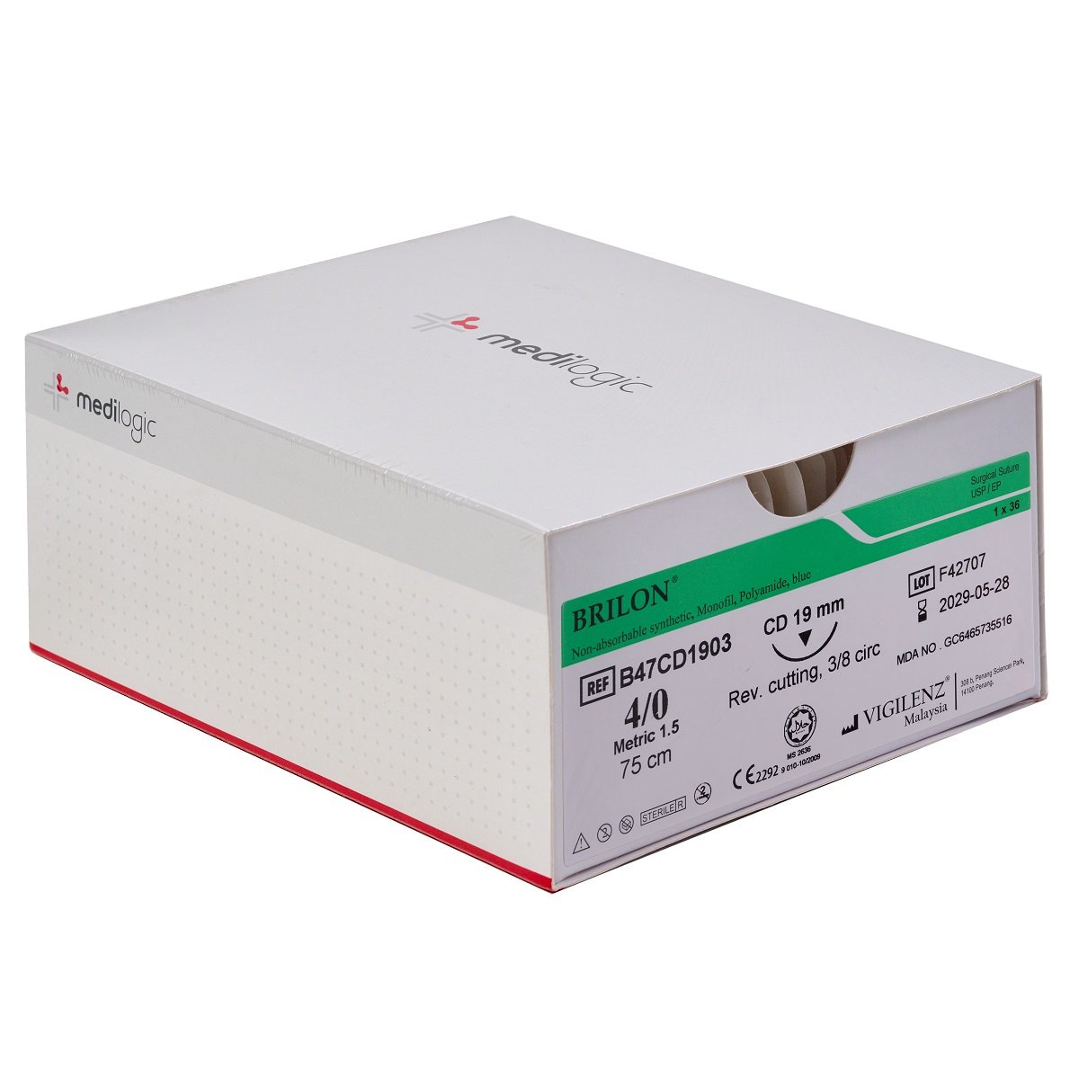 Vigilenz Brilon 4-0 19mm CD 75cm Sutures - Box (36)