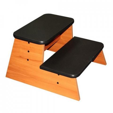 Timber Double Step-Up Stool Beech Frame/Black Top