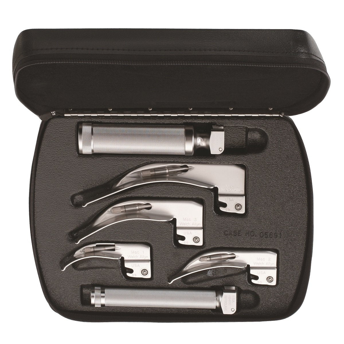 WELCH ALLYN Standard Macintosh Laryngoscope Set with Case w/blades 1, 2, 3, 4