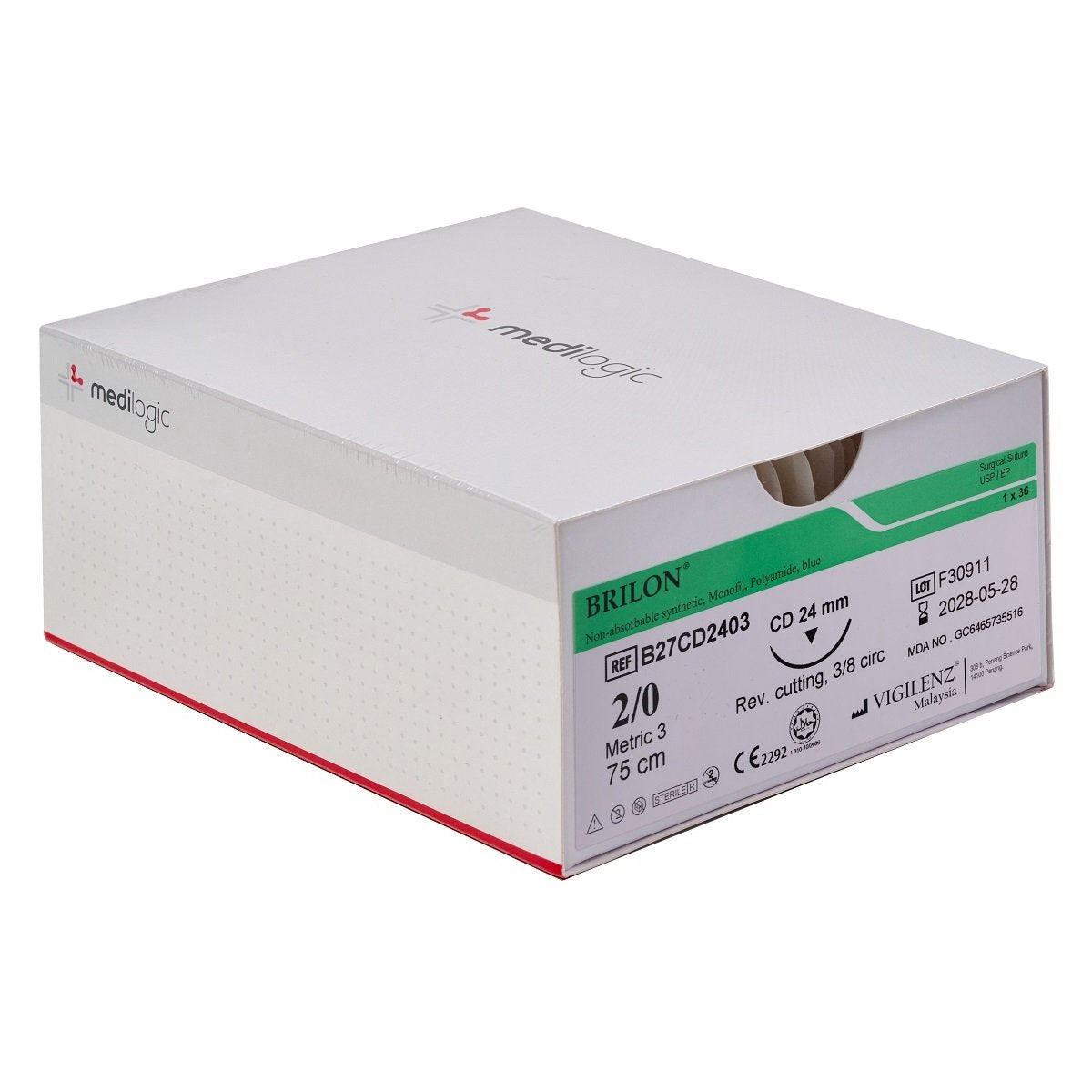 Vigilenz Brilon 2-0 24mm CD 75cm Sutures - Box (36)