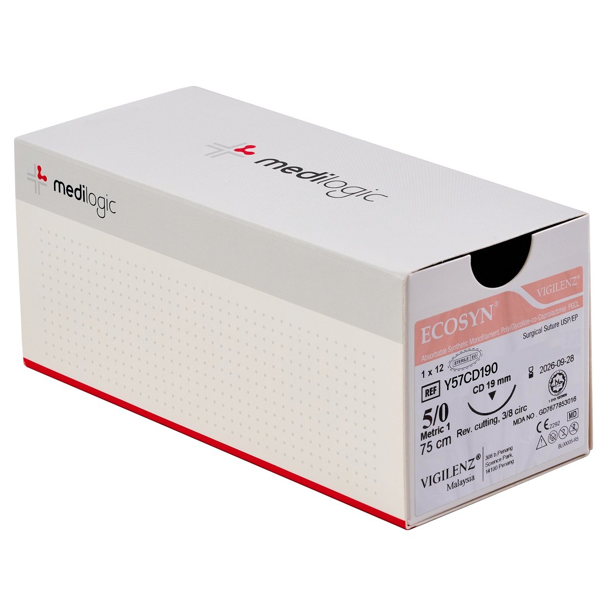 Vigilenz Ecosyn 5-0 19mm CD 75cm VIOLET Sutures - Box (12)