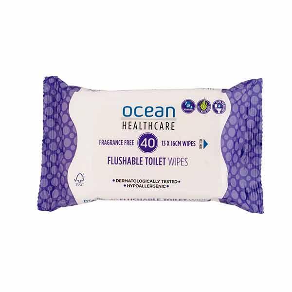 Ocean Flushable Wipes 13cm x 16cm - Pack (40)