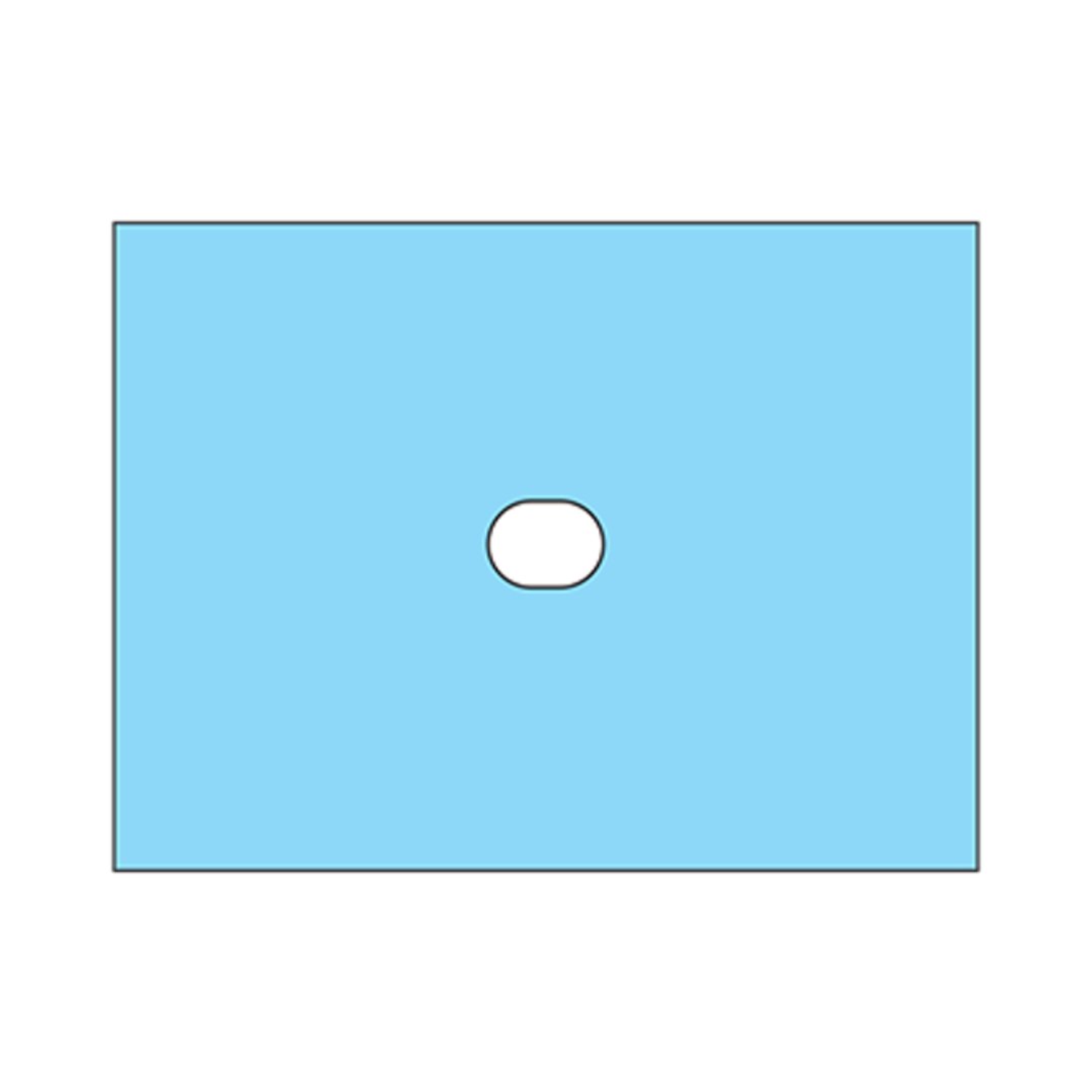 Multigate St Fluid Imperv Drape 45x75cm-1 W/ Oval Fen 7.5x6cm - Carton (100)