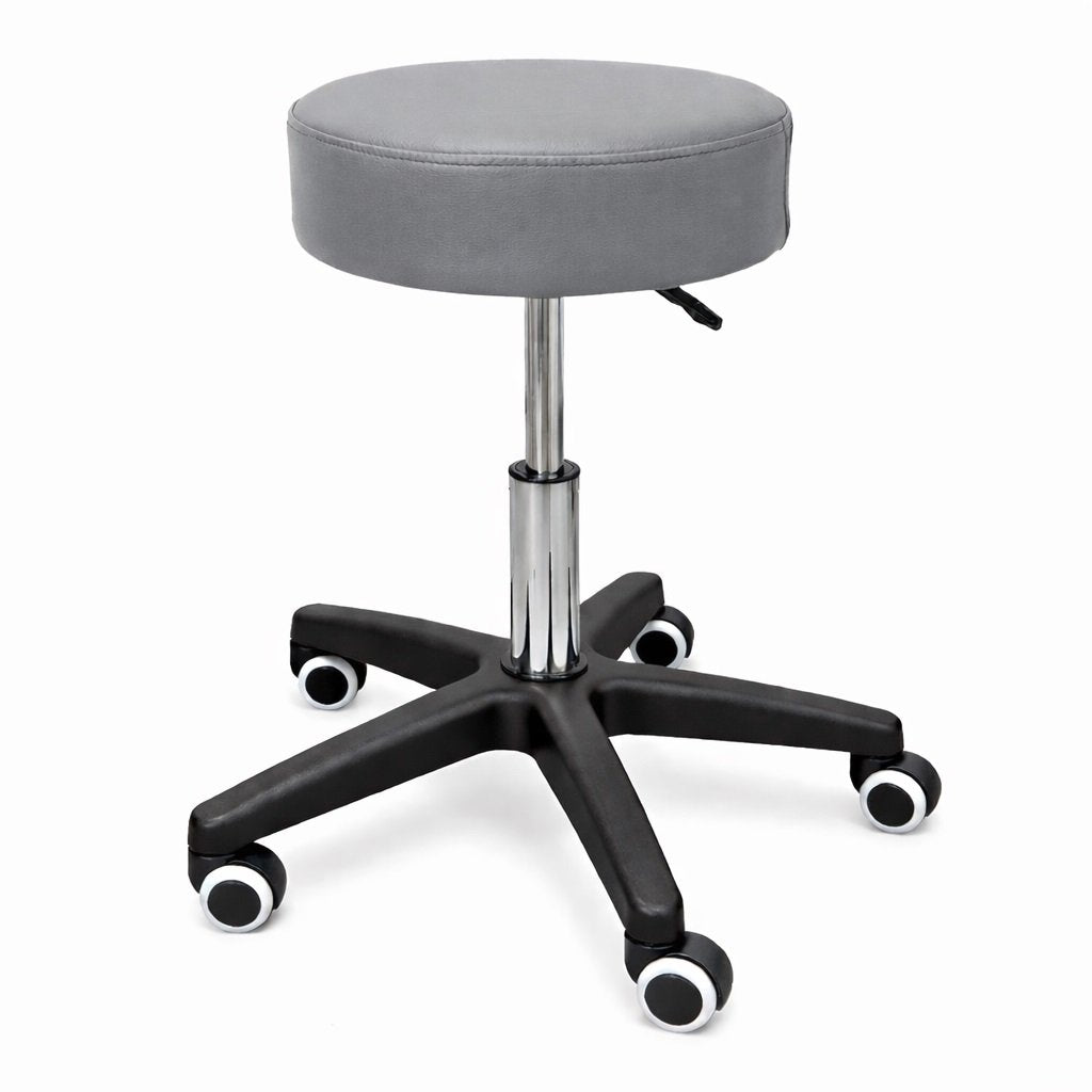 LOGIFORM Standard Surgeon Stool Gas Lift Adjustable Light Grey Cushion Seat