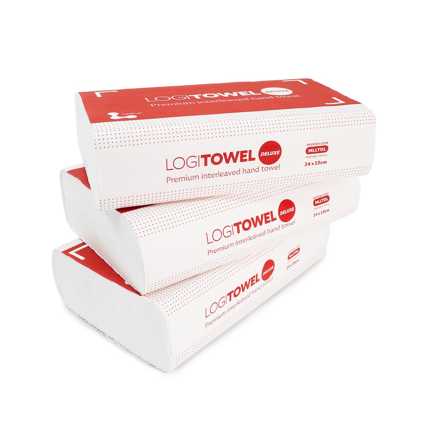 LOGITOWEL Deluxe Interleaved Hand Towel 24cm x 23cm - Carton (16)