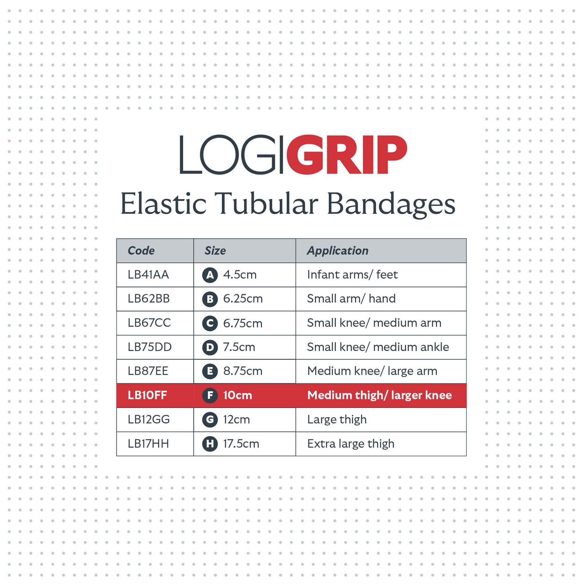 LOGIGRIP Tubular Bandage 10cm x 10m Size F