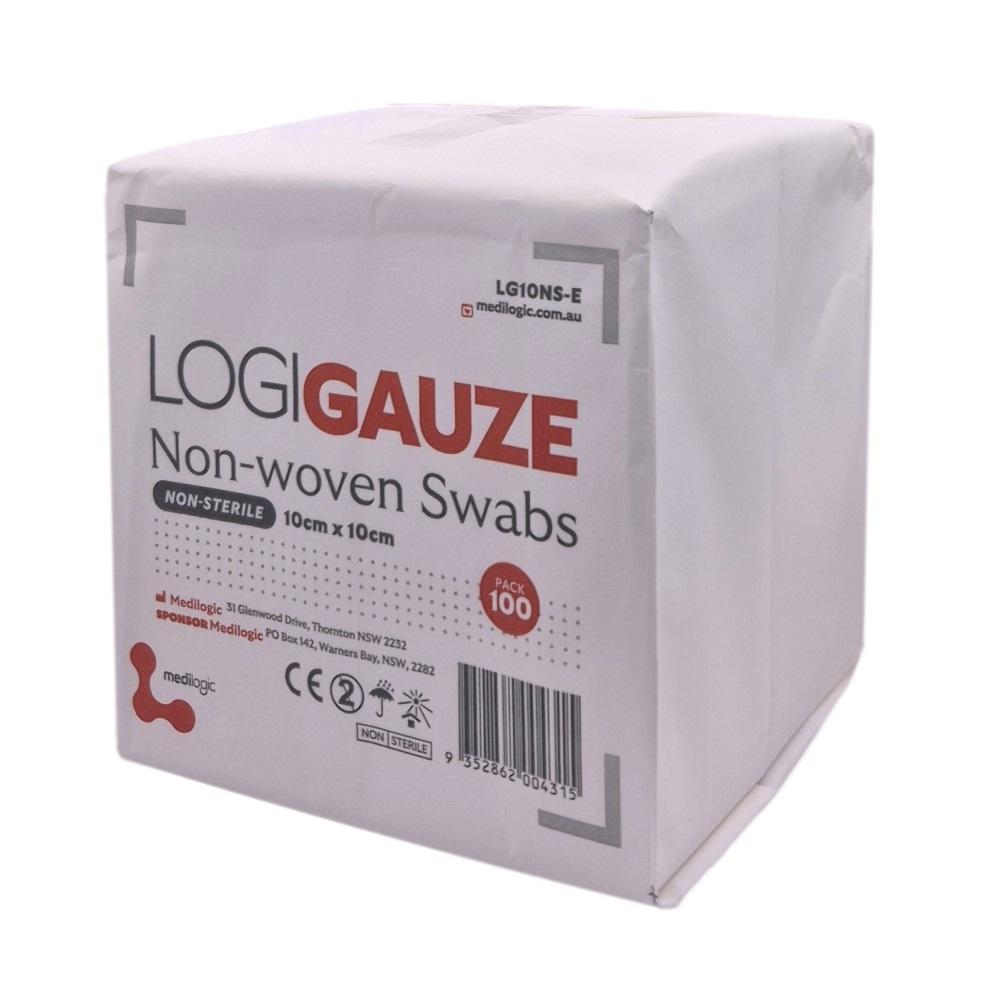 LOGIGAUZE Non-Woven Swabs 10cm x 10cm Non-Sterile - Carton (100 x 100Packs)