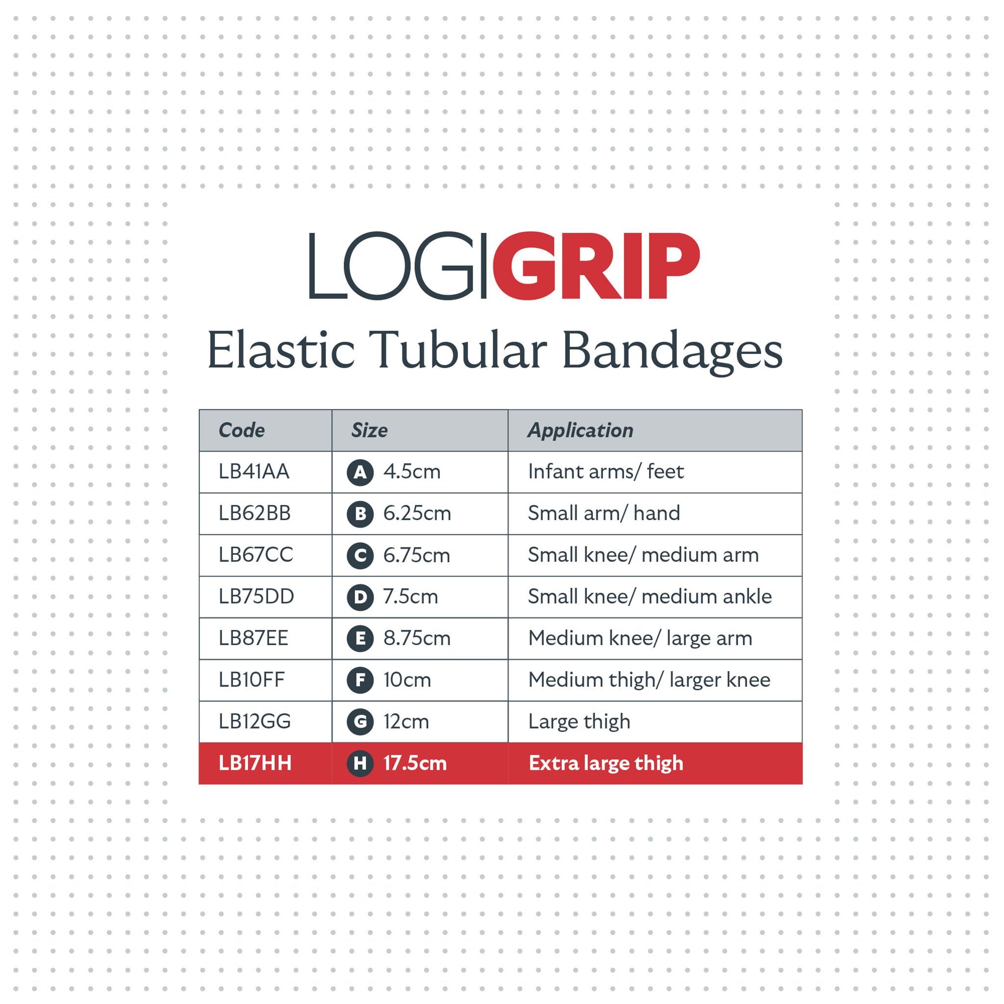LOGIGRIP Tubular Bandage 17.5cm x 10m Size H