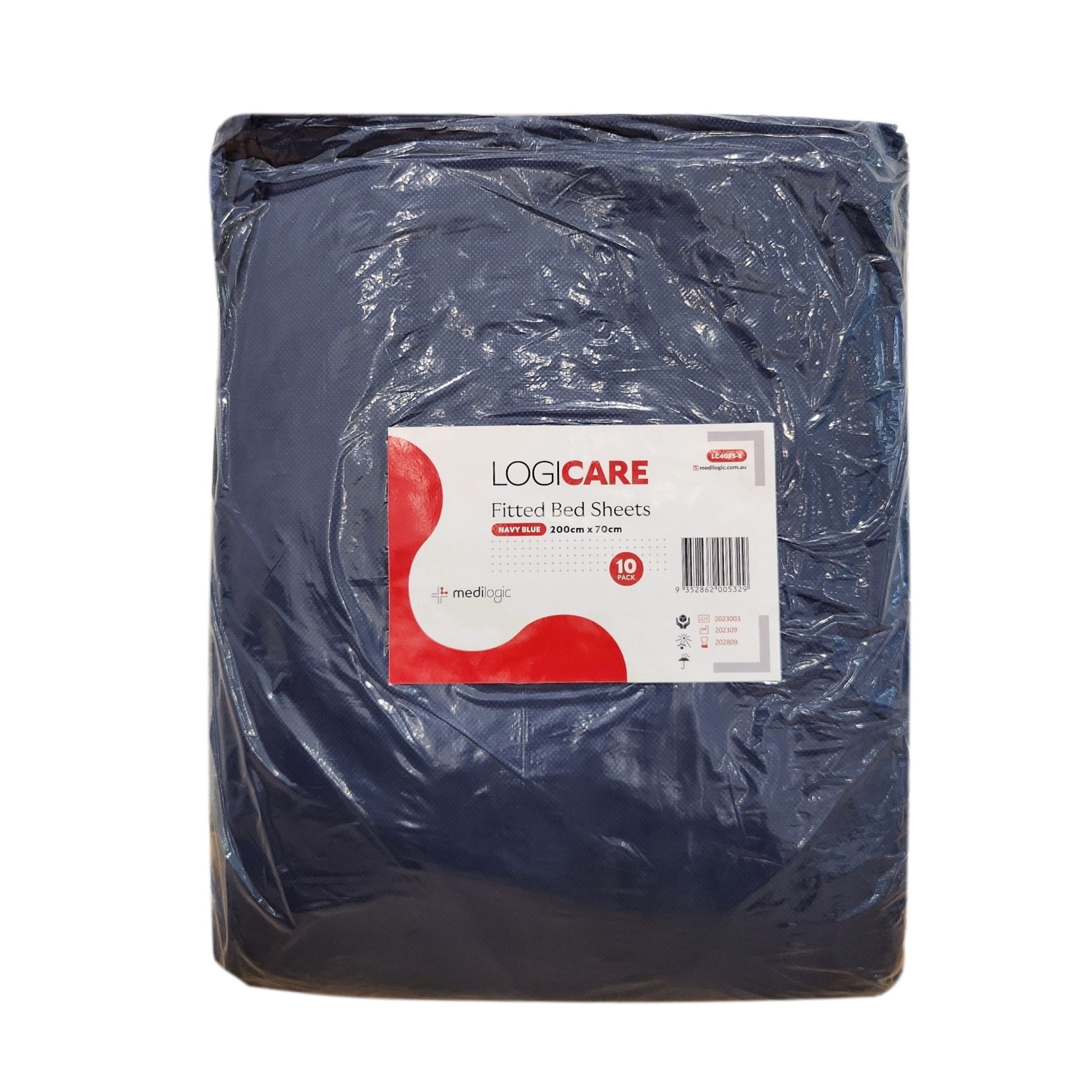 LOGICARE Fitted Bed Sheets Navy Blue 200cm x 70cm - Carton (100)