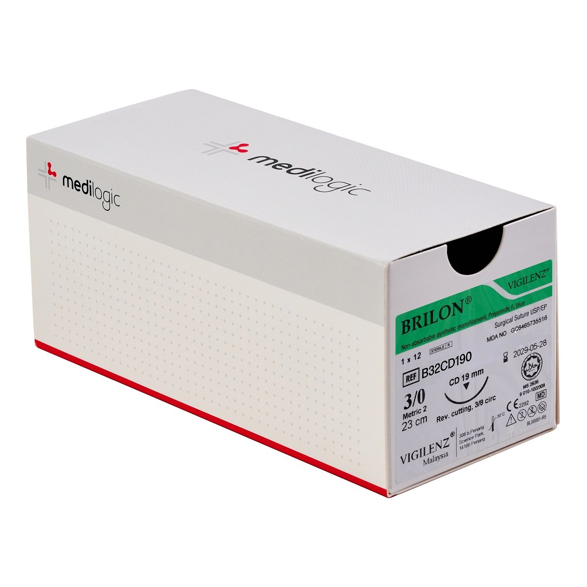 Vigilenz Brilon Biopsy Suture 3-0 19mm CD 23cm Box (12)