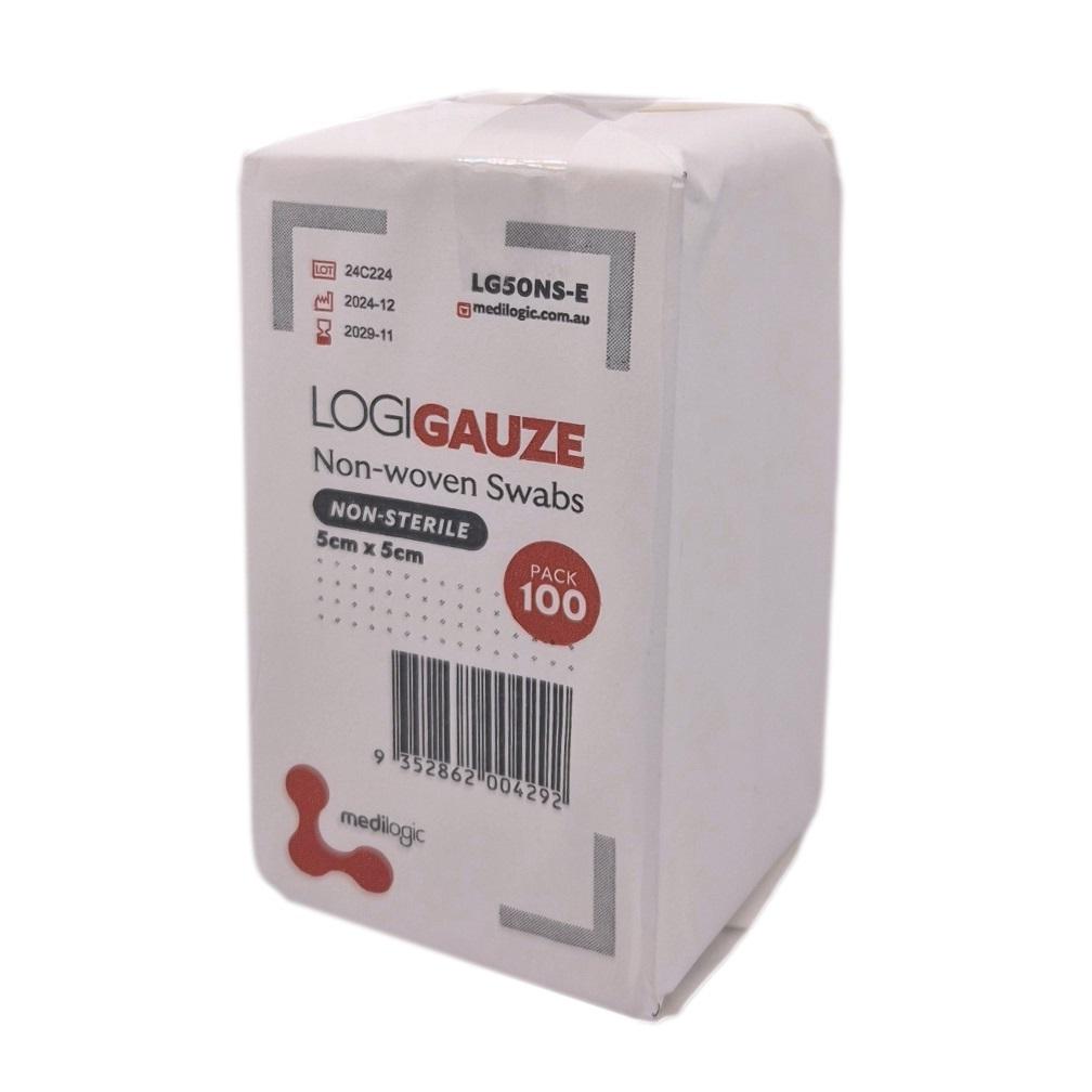 LOGIGAUZE Non-Woven Swabs 5cm x 5cm Non-Sterile - Carton (200 x 100Packs)