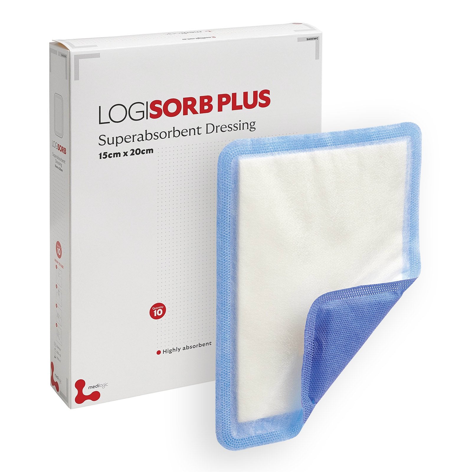 LOGISORB PLUS Superabsorbent Dressing 15cmx20cm - Box (10)