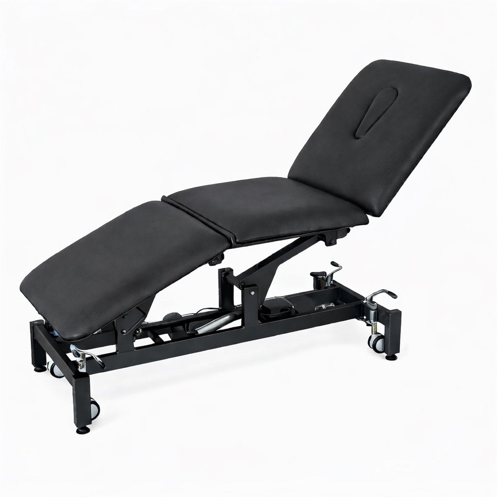 LOGIFORM Deluxe 3 Section Electric Hi Lo Treatment Couch - Black Frame and Black Vinyl