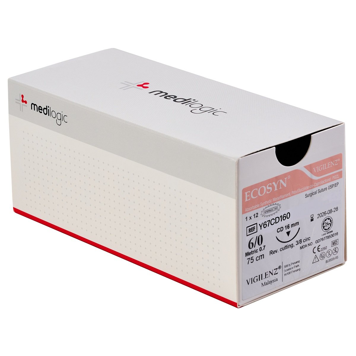 Vigilenz Ecosyn 6-0 16mm CD 75cm VIOLET Sutures - Box (12)