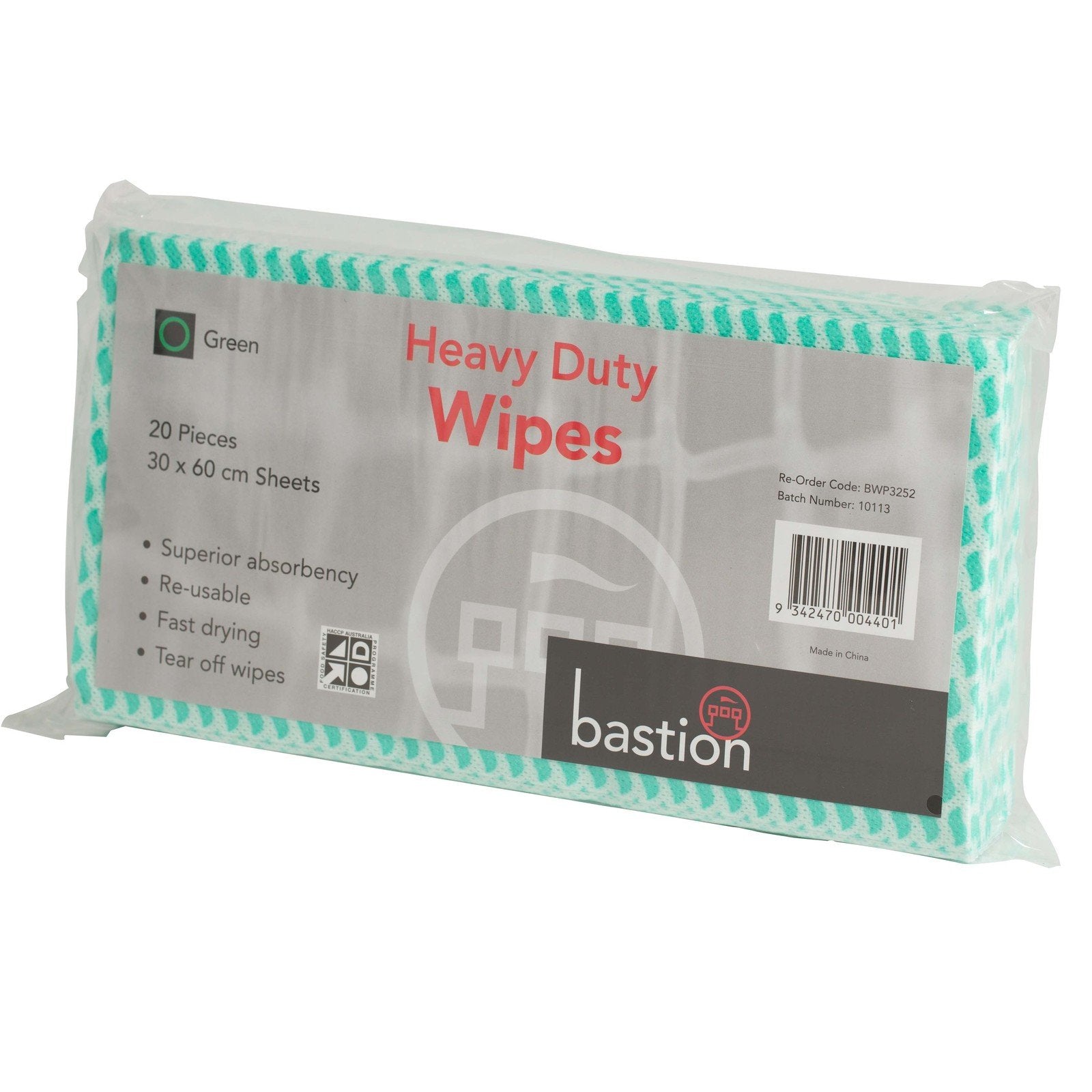 Heavy Duty Green Wipes (60cm X 30cm) Pack 20 - Carton (200)