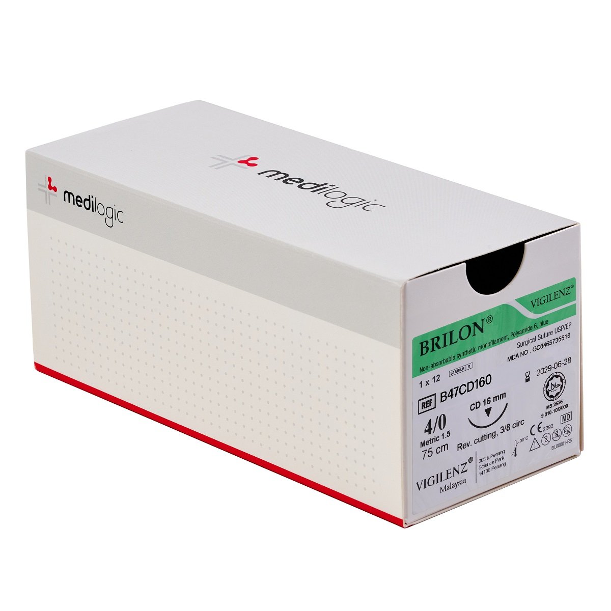 Vigilenz Brilon 4-0 16mm CD 75cm Sutures - Box (12)