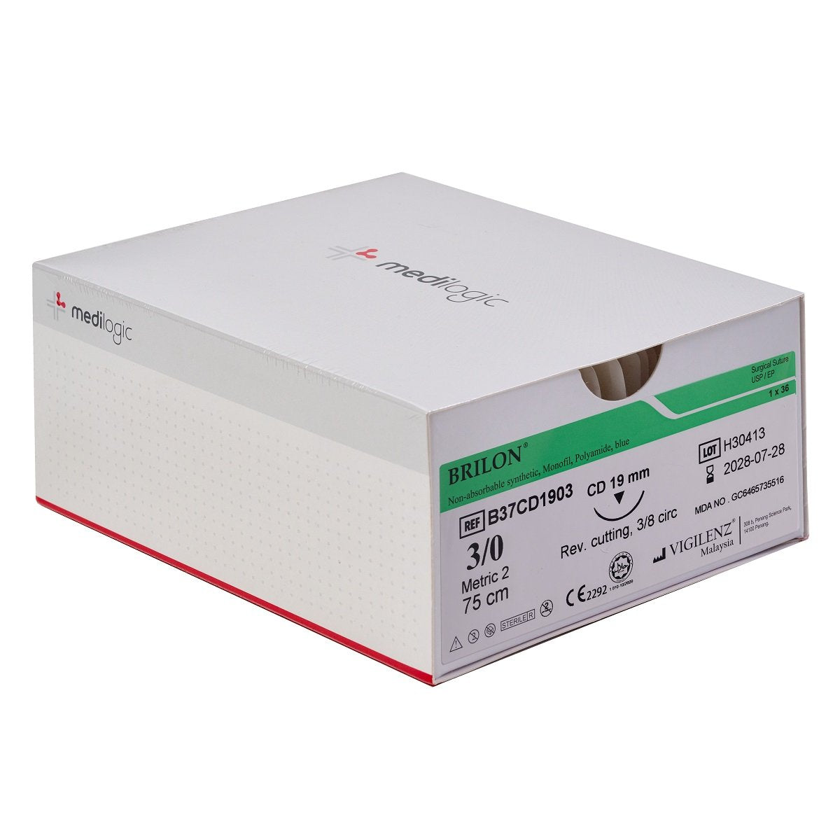 Vigilenz Brilon 3-0 19mm CD 75cm Sutures - Box (36)