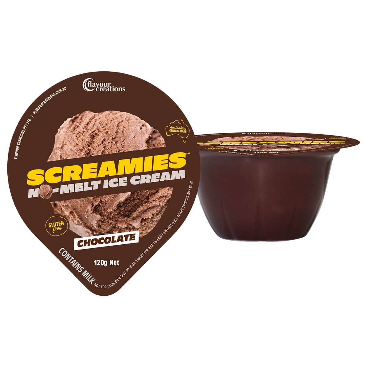 Flavour Creations Screamies Chocolate Ice Cream 120g - Carton (36)