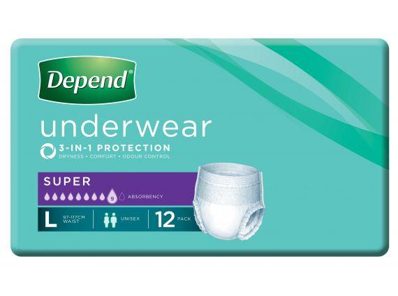Depend Super Unisex Underwear Large - Carton (12x4)