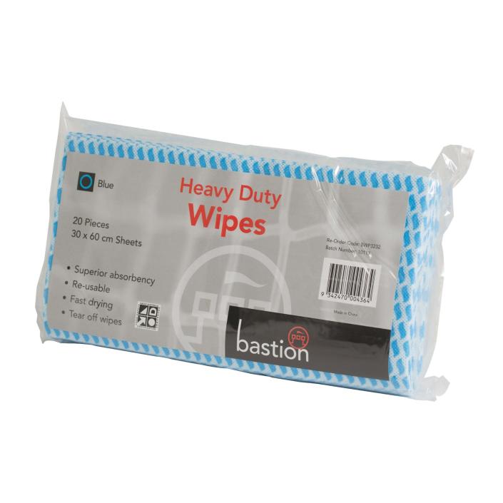 Heavy Duty Blue Wipes (60cm X 30cm) Pack 20 - Carton (200)