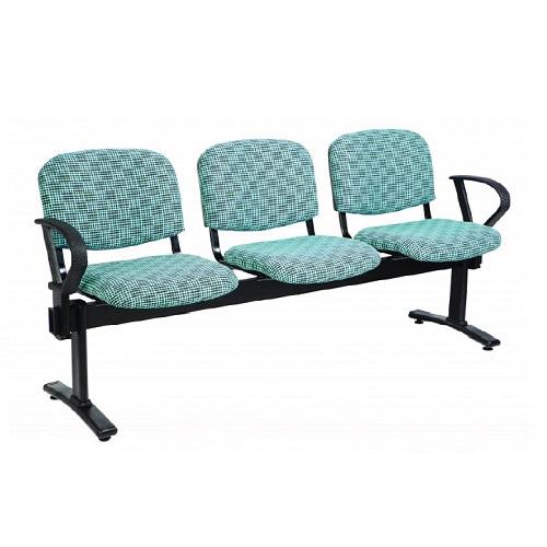 Joshua 3 Seater Beam Chair with End Arms - Premium Black Vinyl