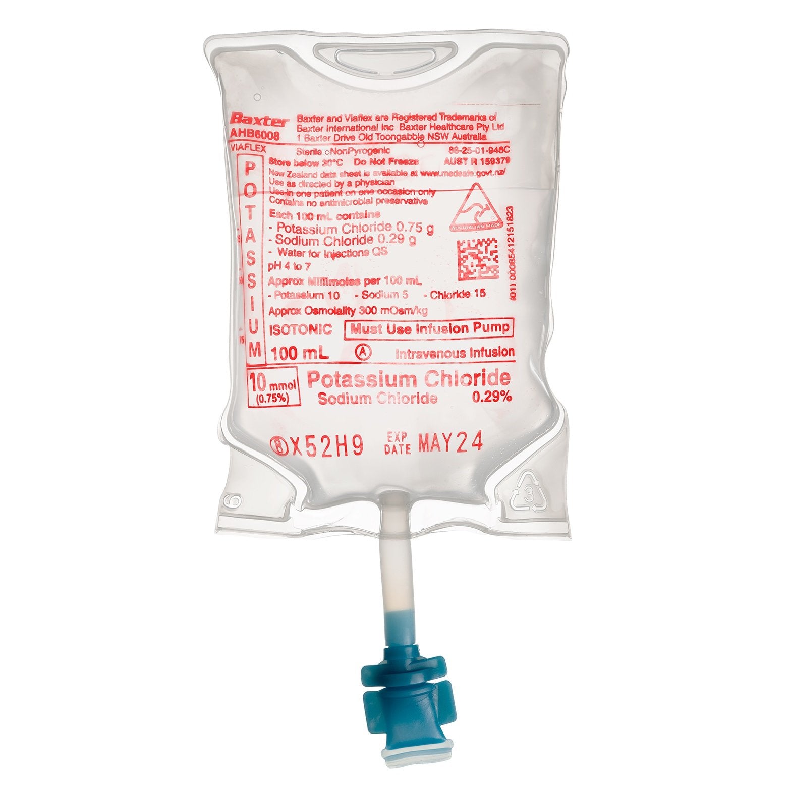 Baxter Potassium Chloride in Sodium Chloride 0.29% IV 100ml - Each