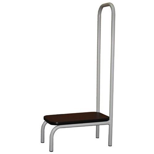Single Step Up with Hand Rail - Black Tread, Grey Frame