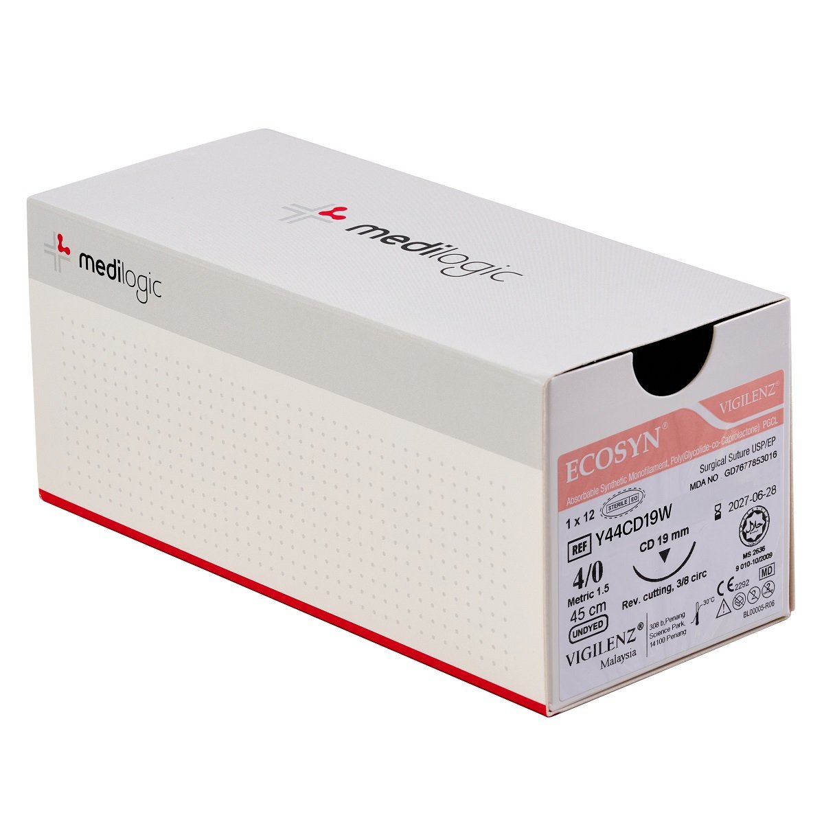 Vigilenz Ecosyn 4-0 19mm CD 45cm UNDYED Sutures - Box (12)