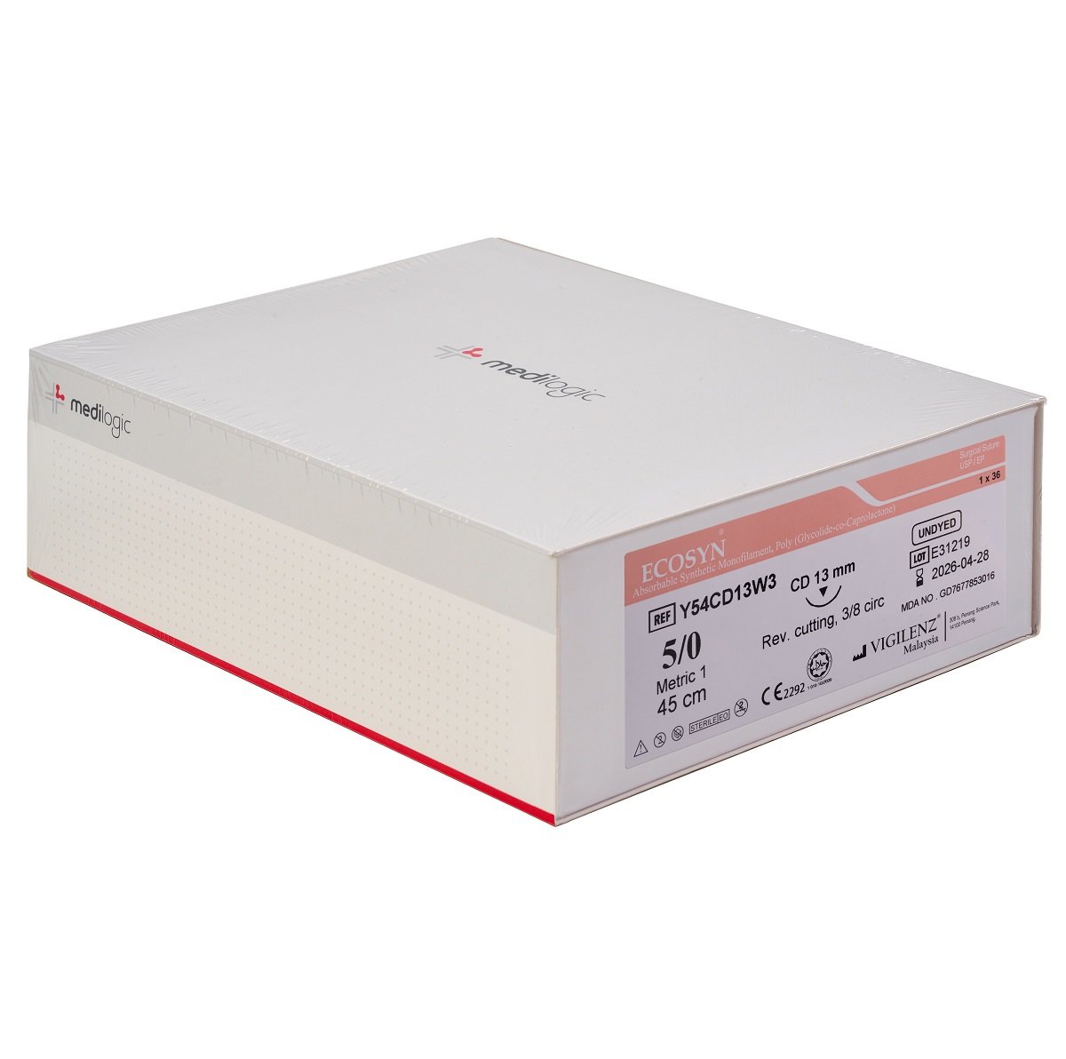 Vigilenz Ecosyn 5-0 13mm CD 45cm UNDYED Sutures - Box (36)
