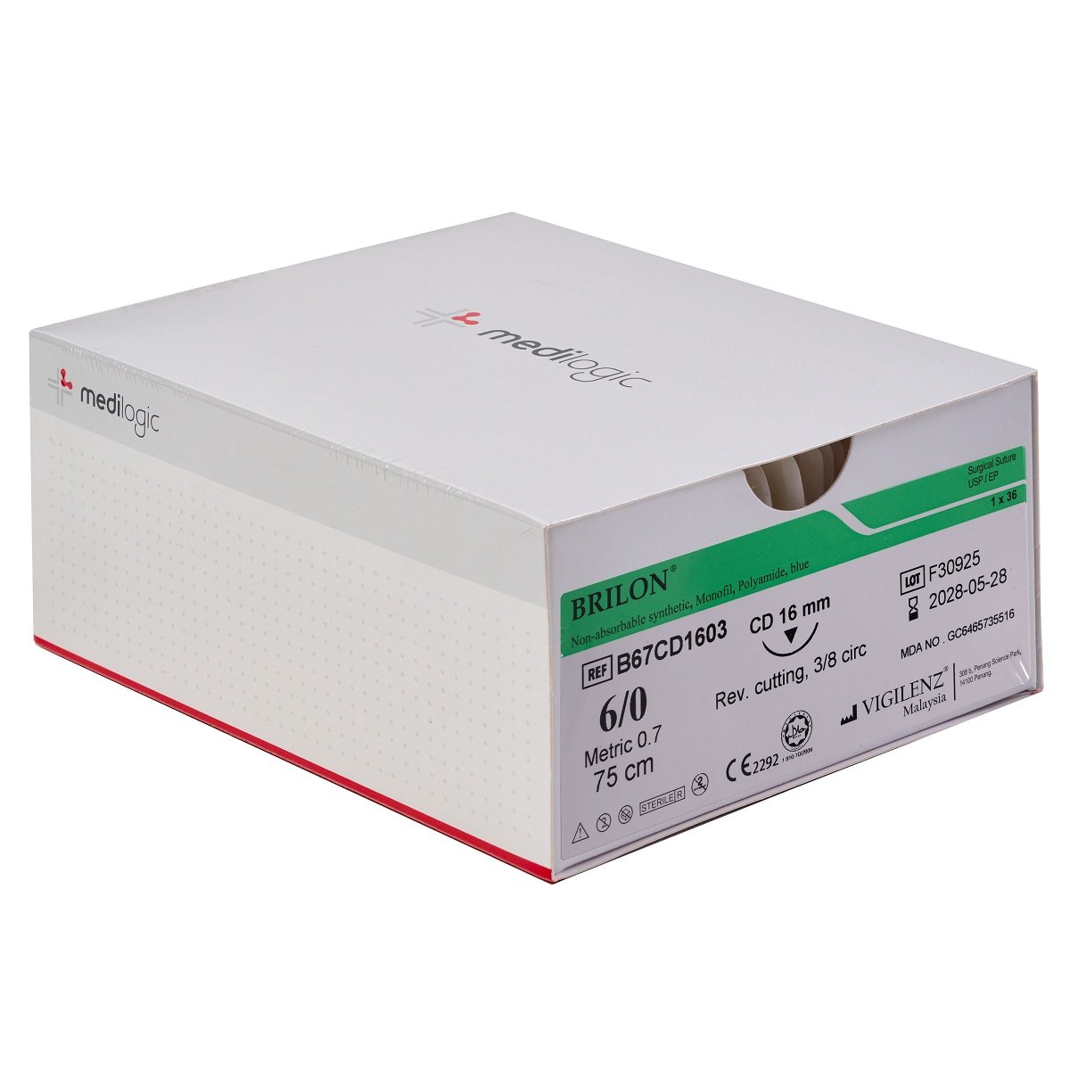 Vigilenz Brilon 6-0 16mm CD 75cm Sutures - Box (36)