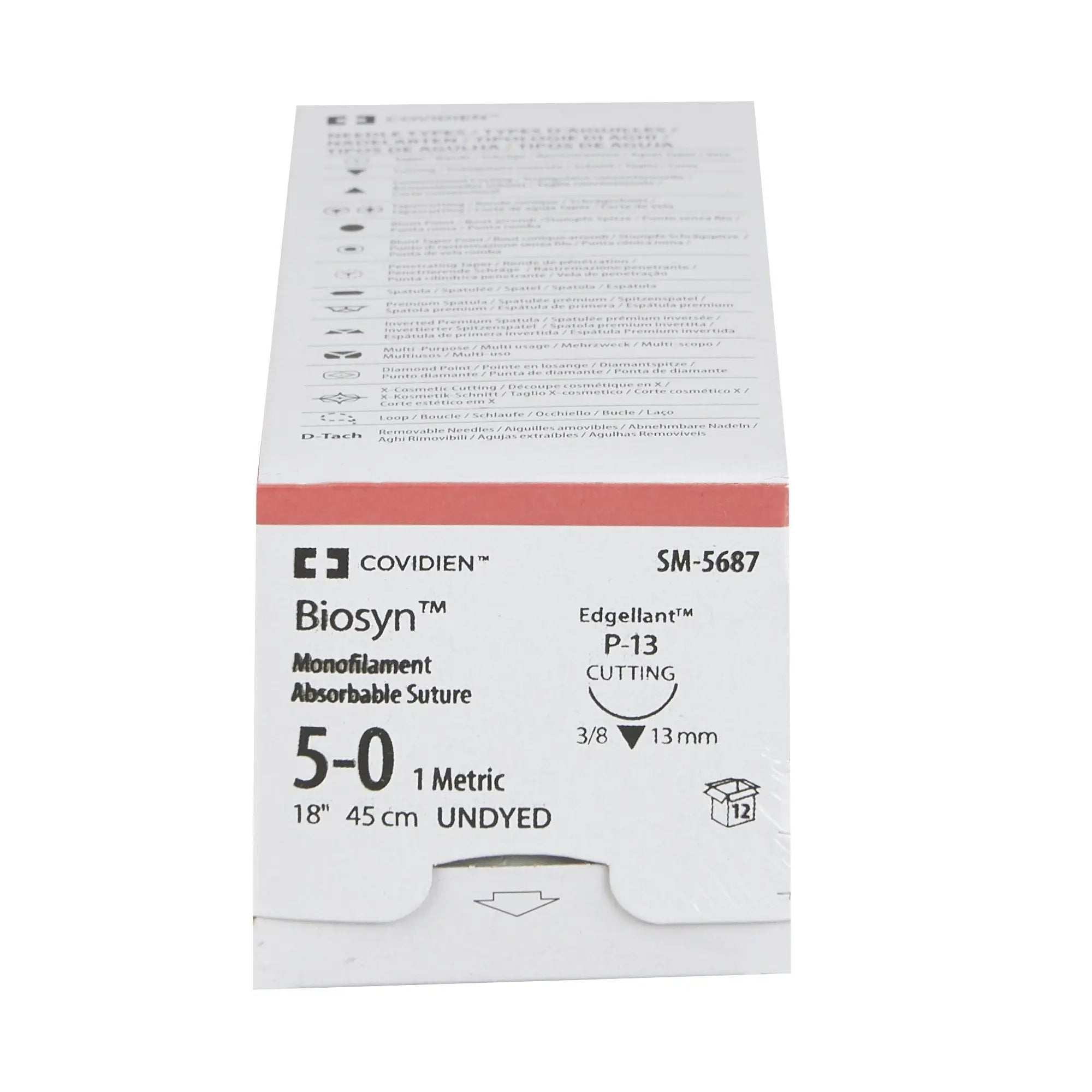 Biosyn Absorbable Suture 5/0 13mm P-13 45cm Undyed - Box (12) Covidien