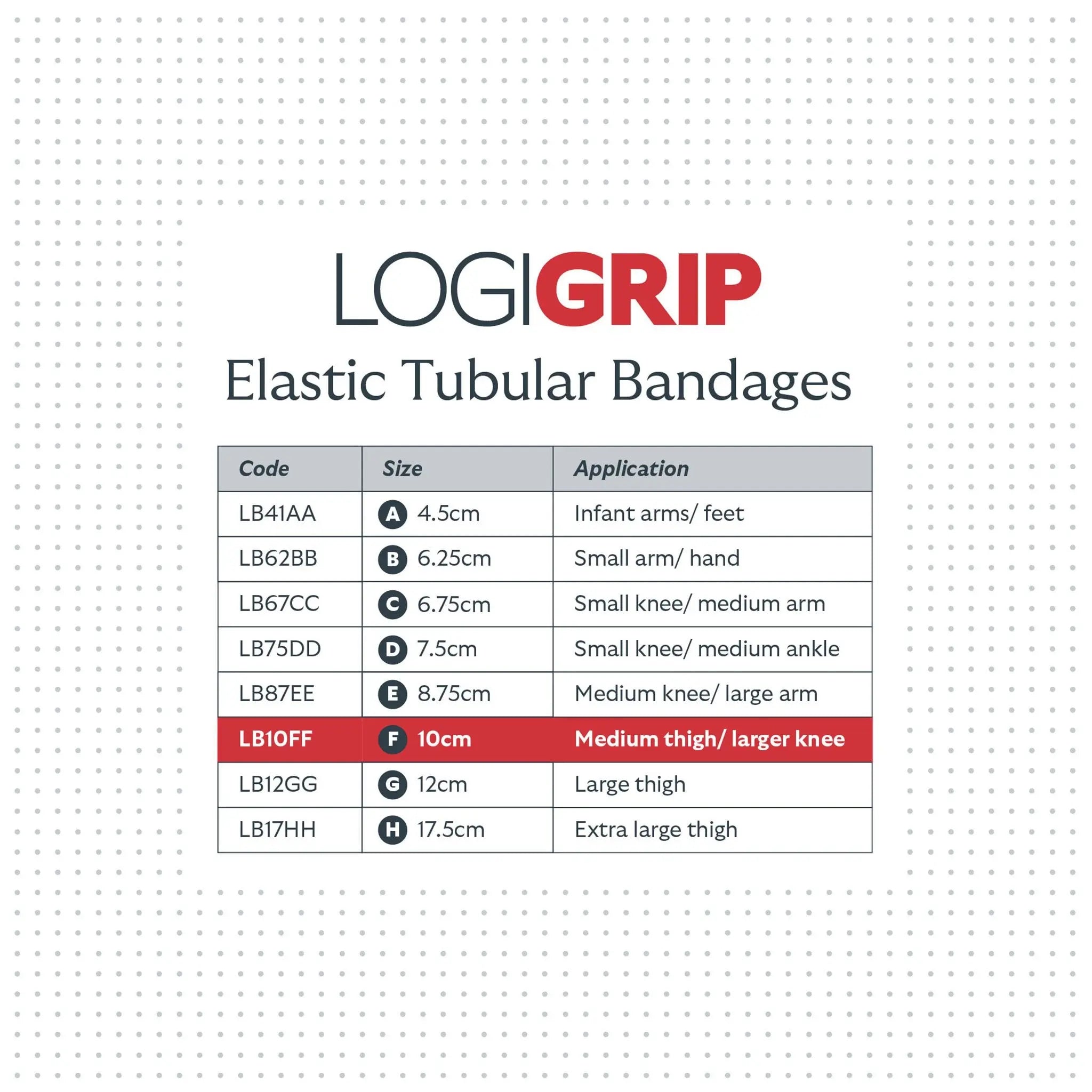 LOGIGRIP Tubular Bandage 10cm x 10m Size F Medilogic