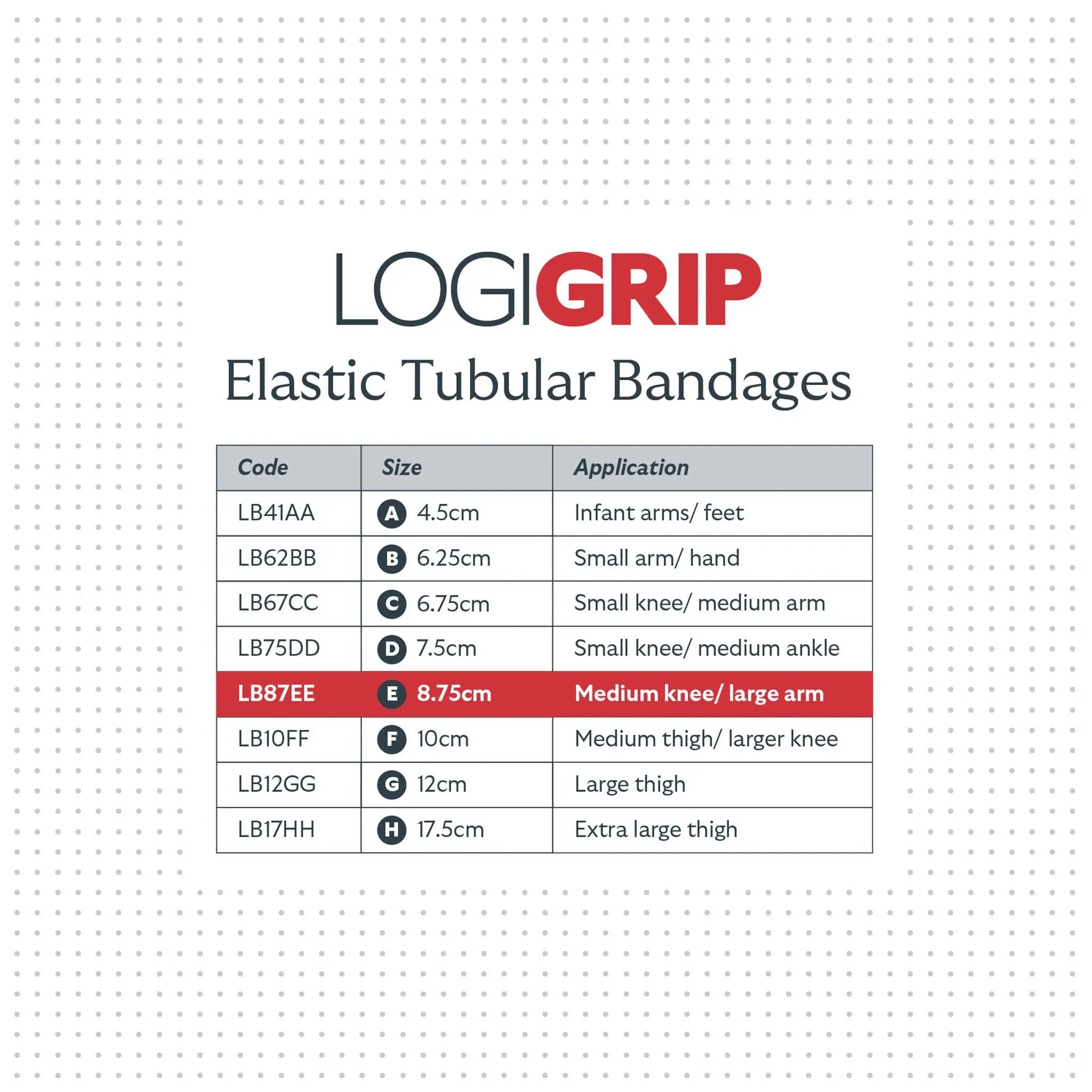 LOGIGRIP Tubular Bandage 8.75cm x 10m Size E Medilogic
