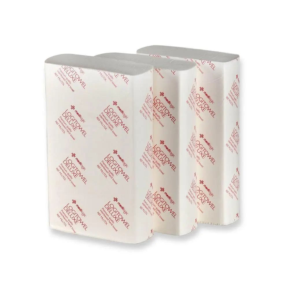 LOGITOWEL Deluxe Interleaved Hand Towel 24cm x 23cm - Carton (16) Medilogic