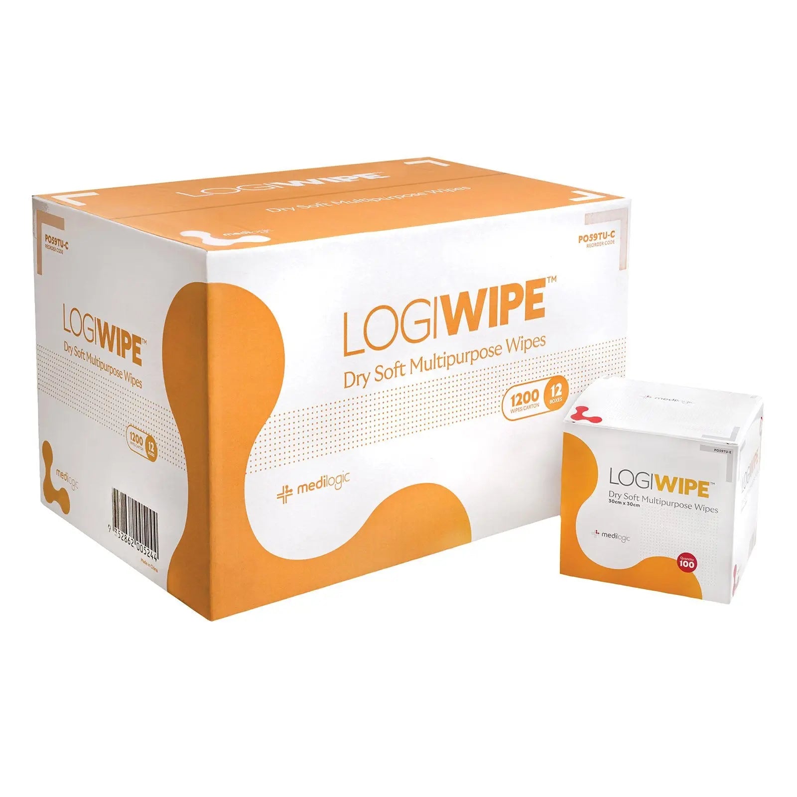 LOGIWIPE Dry Soft Multipurpose Wipes Box 100 - Carton (12) Medilogic