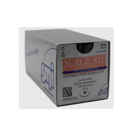 Surgicryl Monofast 4/0 Easy Pass 3/8 Circ DS 19mm 50cm Undyed - Pack (12) SMI