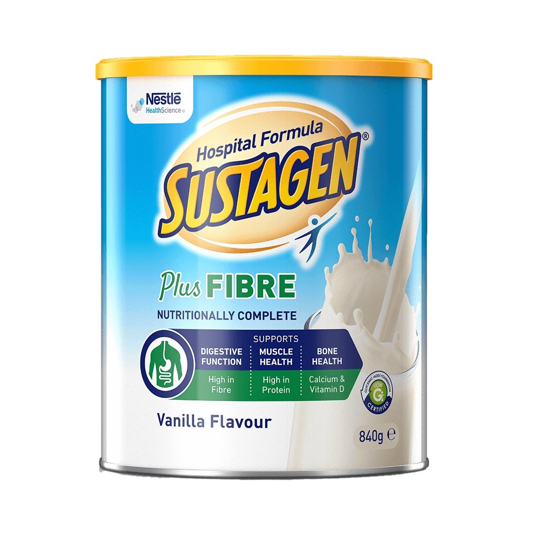 Sustagen Hospital Formula Plus Fibre Vanilla 840g Can - Carton (6)