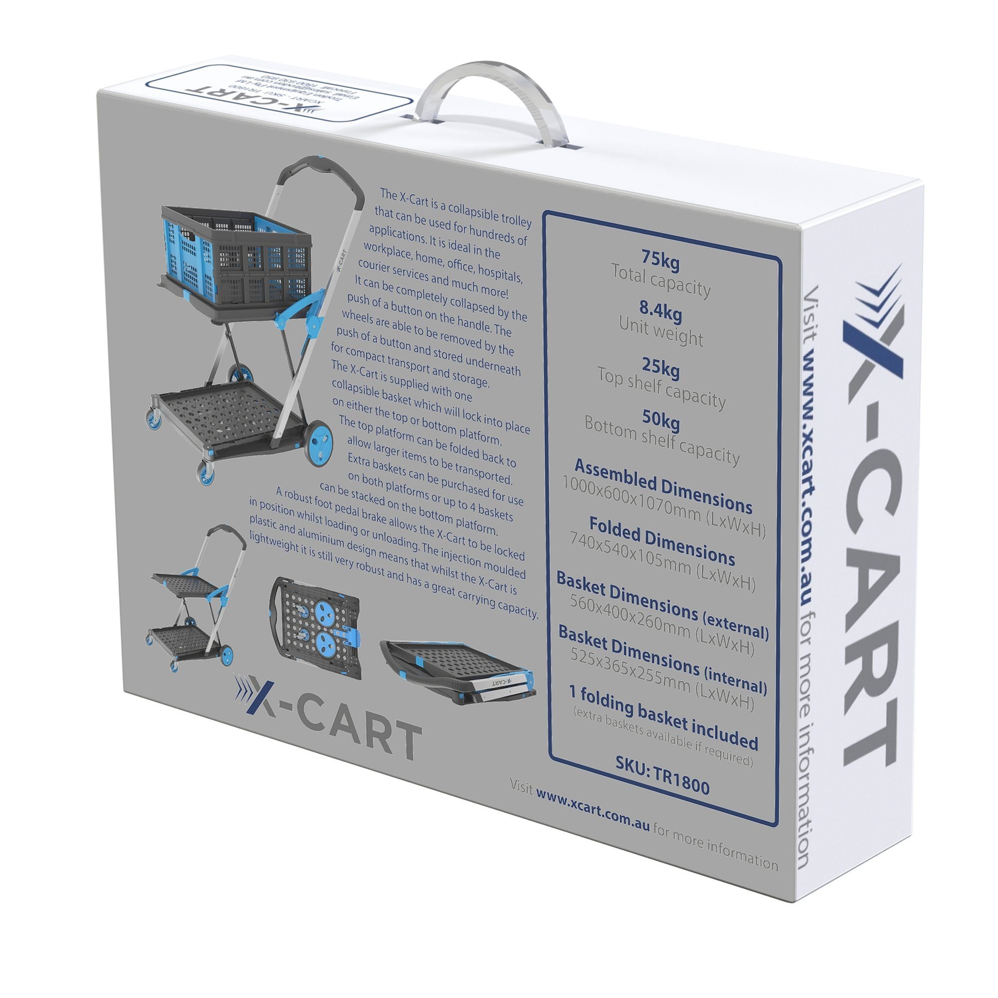 V-Cart Folding Trolley with Folding Basket