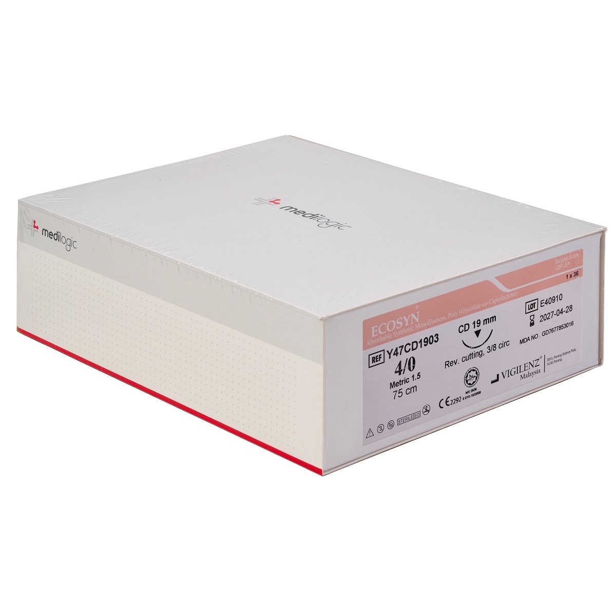 Vigilenz Ecosyn 4-0 19mm CD 75cm VIOLET Sutures - Box (36)