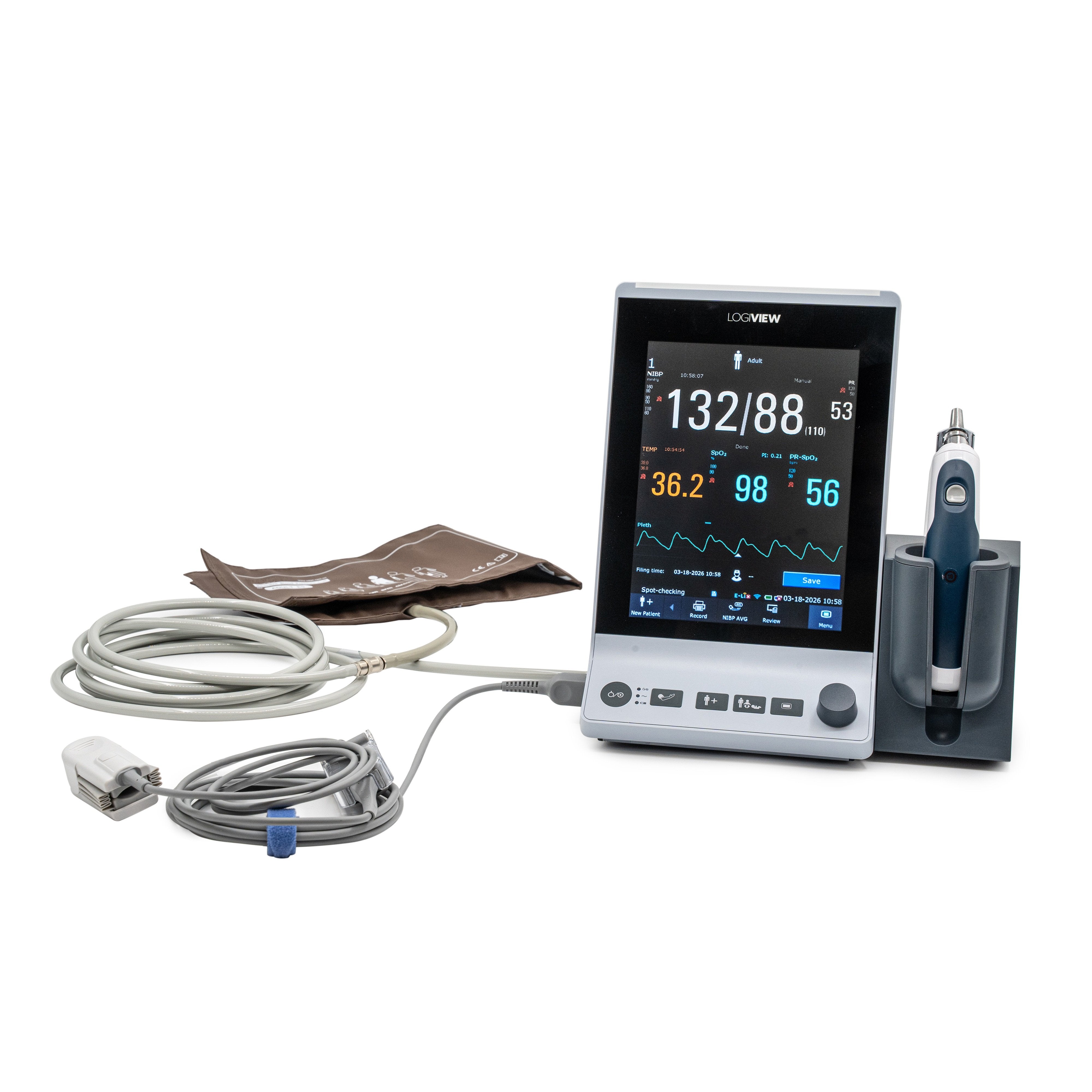 LOGIVIEW Vital Signs Monitor with Sp02, NIBP, Ear Thermometer