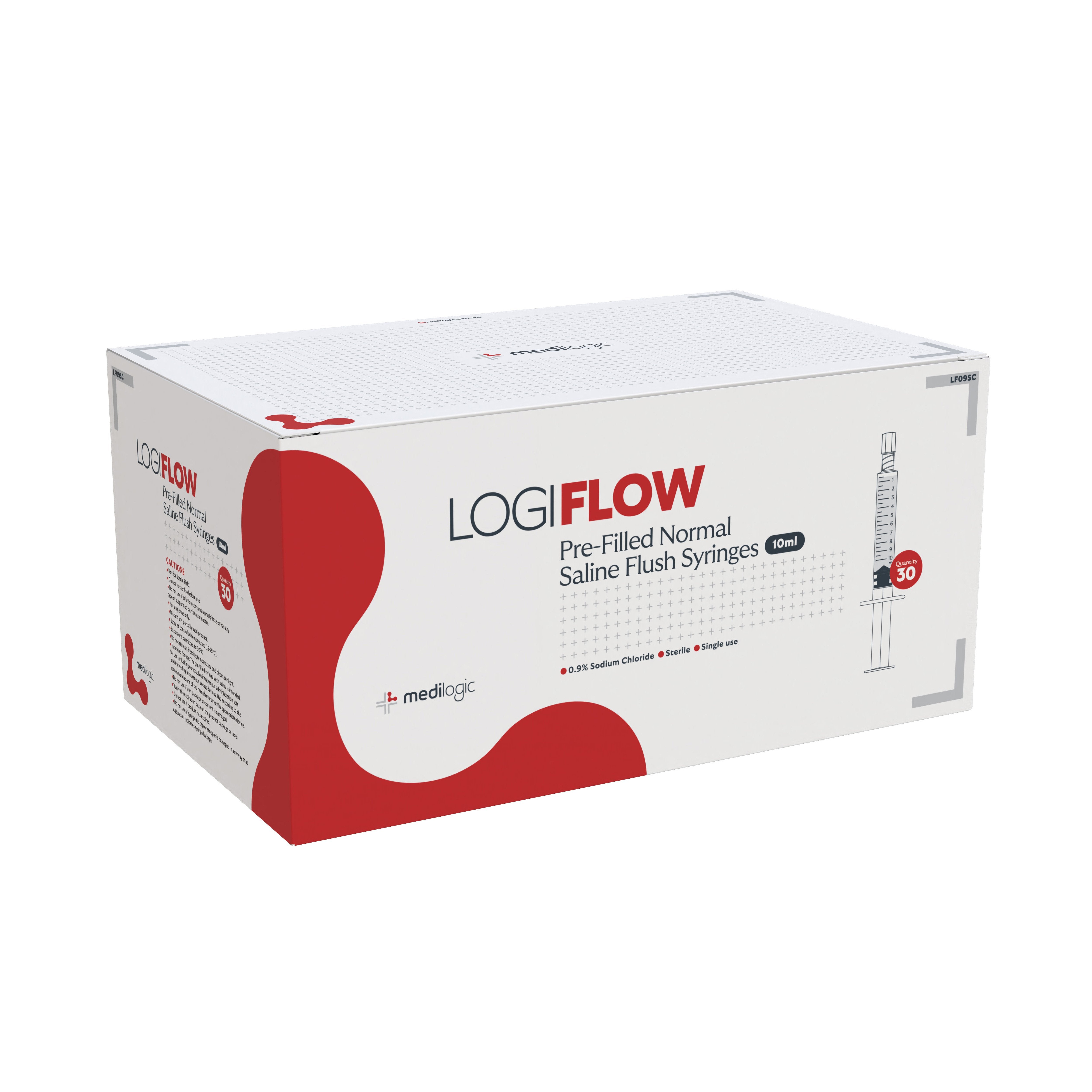 LOGIFLOW Pre-Filled Normal Saline Flush Syringes 10ml - Box (30)