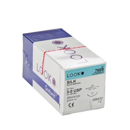 Look Silk 6/0 Suture 45cm 12mm C17 - Box (12)