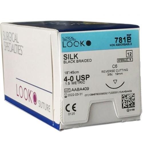 Look Silk 4/0 Suture 45cm 18mm C6 - Box (12)