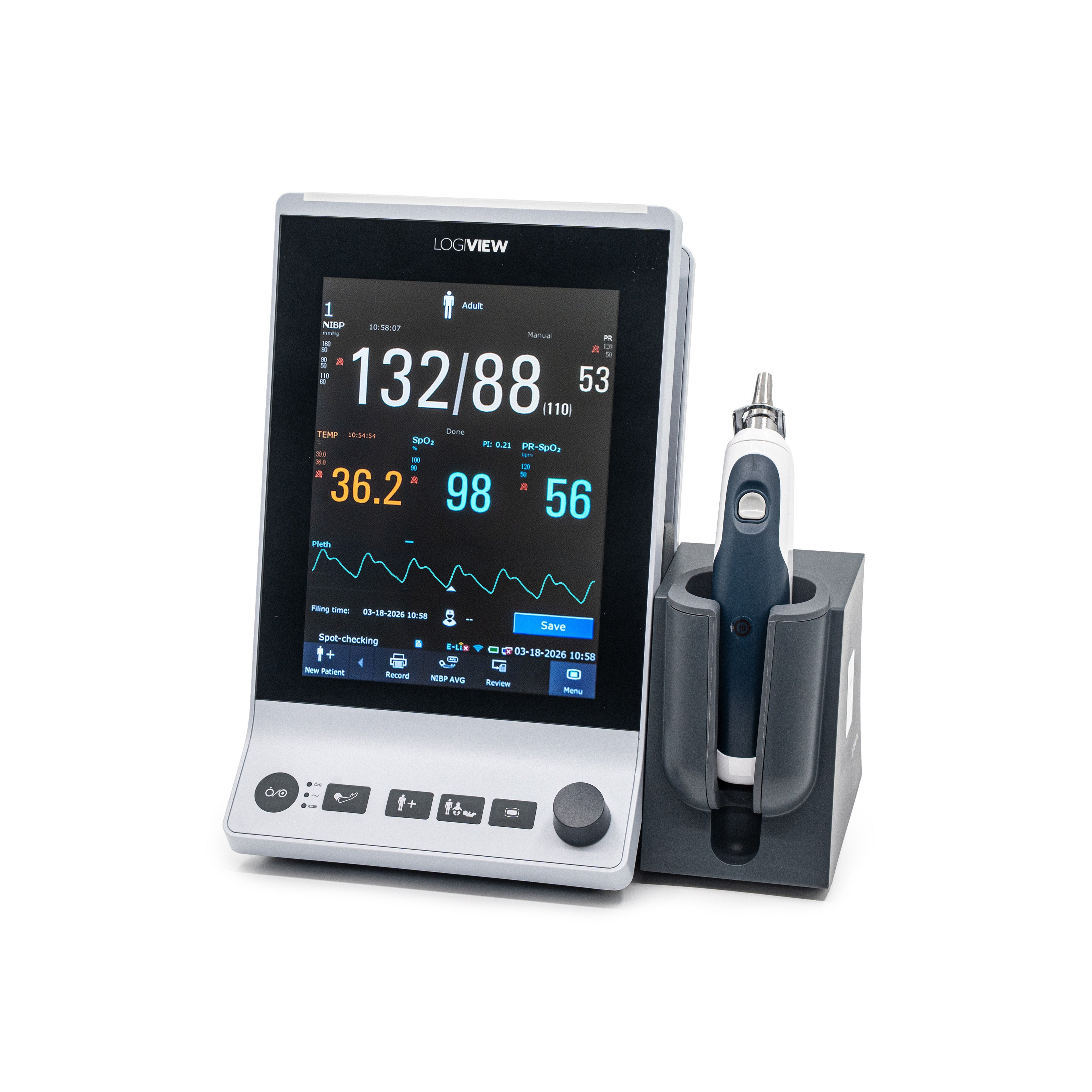 LOGIVIEW Vital Signs Monitor with Sp02, NIBP, Ear Thermometer